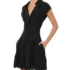 Alice + Olivia Black Eyelet Dress